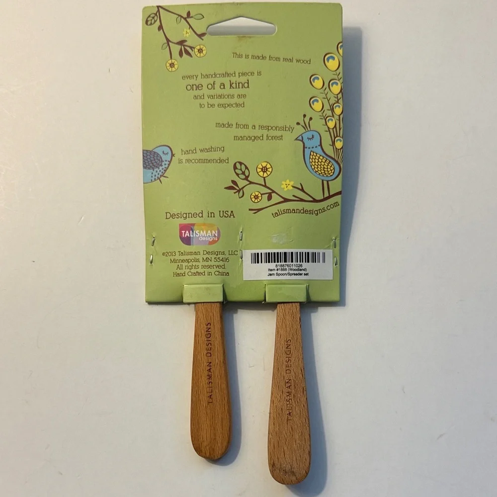 Solid Beechwood Jam Spoon & Spreader - Natural Brown
